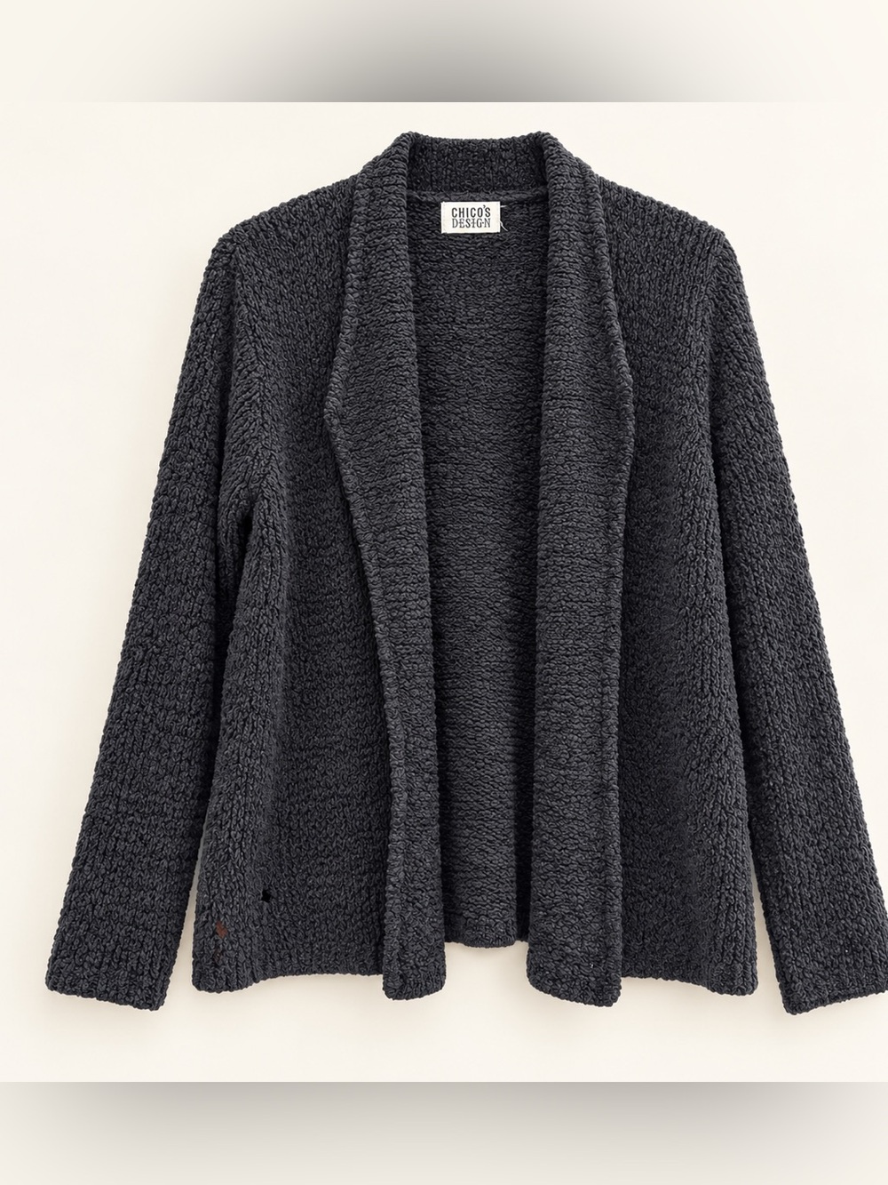 Chico's Dark Charcoal Open-Front Cardigan